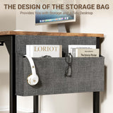 Furmax Computer Desk 40 Inch Small Office Desk with Storage Bag & Headphone Hook, Workstation for Home Office, Modern Writing Study Table (Rustic Brown) Furmax