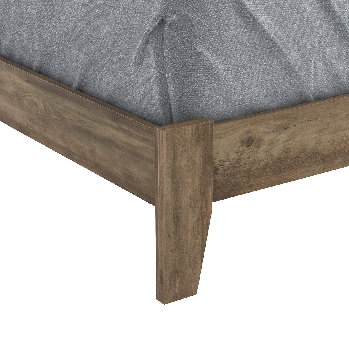 Galano Tiena Queen Bed Frame in Knotty Oak with Wooden Slat Support Galano