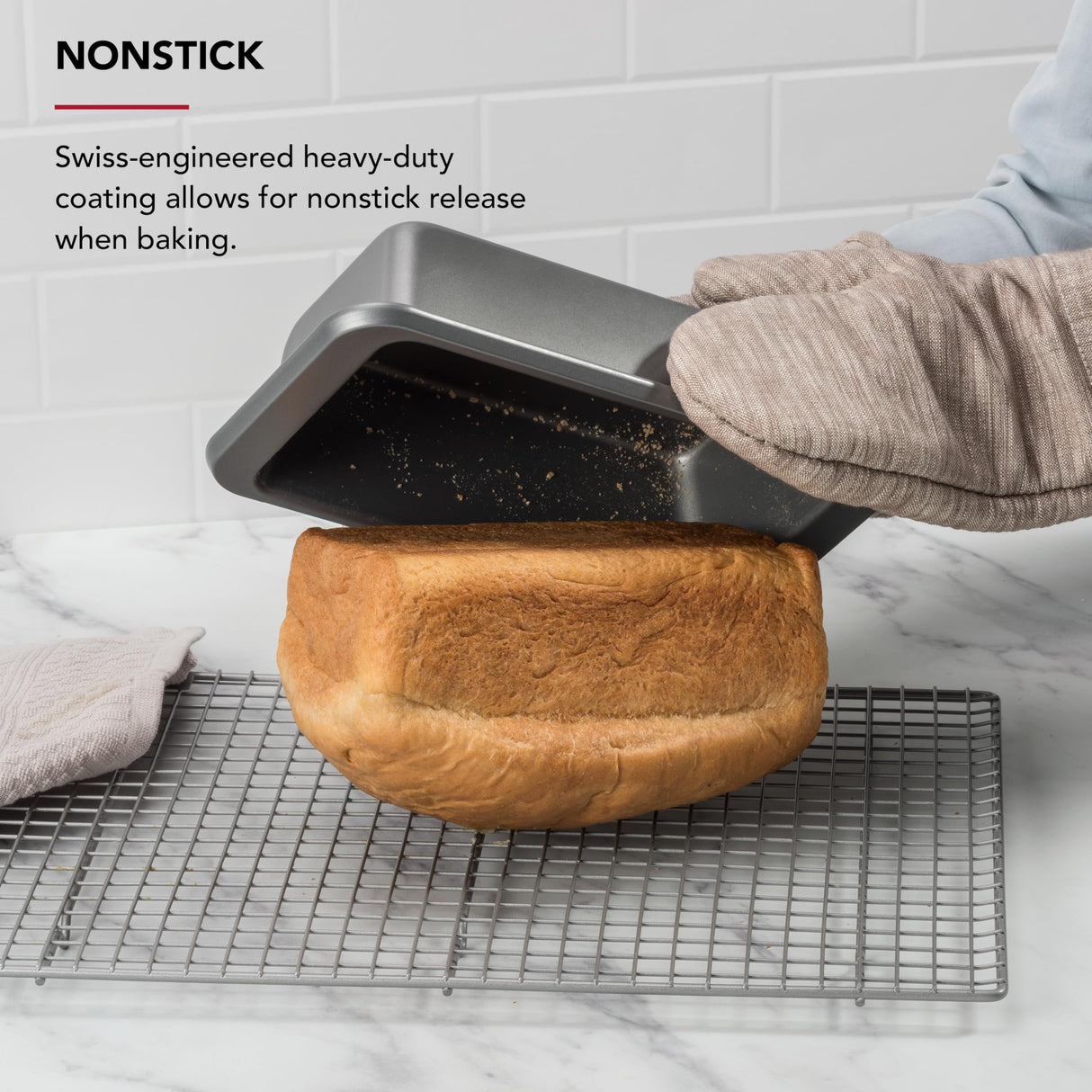 KitchenAid 9x5in Nonstick Aluminized Steel Loaf Pan, Contour Silver KitchenAid