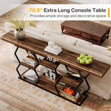 Tribesigns 70.9" Extra Long Console Table with Shelves, Narrow Sofa Table Behind Couch with Storage, Industrial Entryway Table TV Stand Accent Table for Living Room Hallway Foyer, Rustic Brown & Black Tribesigns