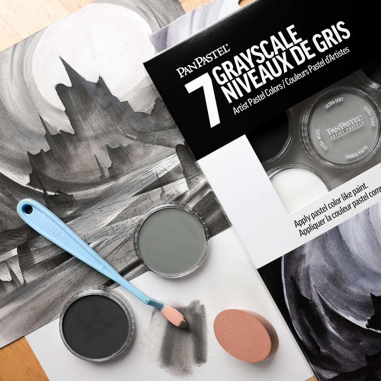 PanPastel Artist Pastels by GOLDEN, Grayscale Set, 7 Color, Professional Artist Pastels, Unique Pan Format (cake-like) PanPastel