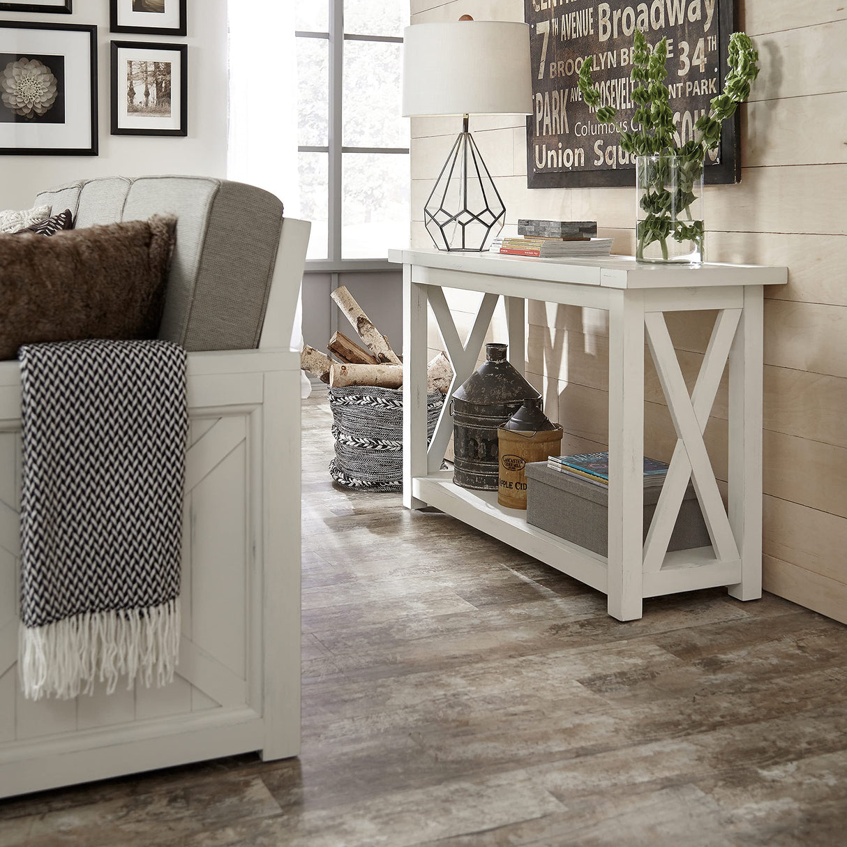 Seaside Lodge White Console Table by Home Styles,Off-white homestyles