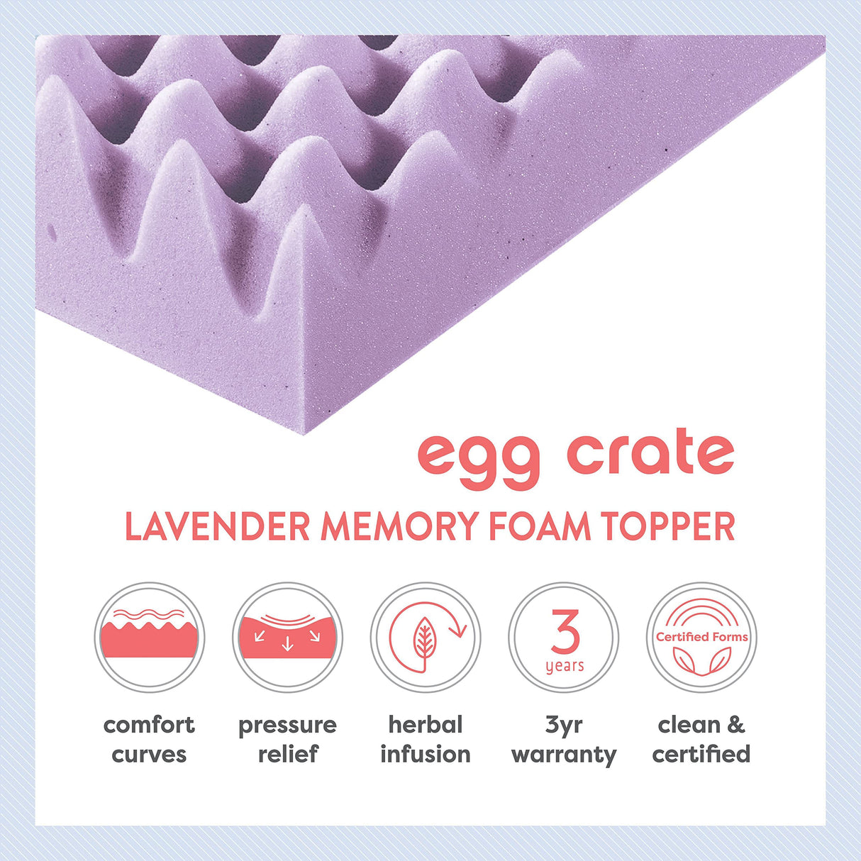 Best Price Mattress 3 Inch Egg Crate Memory Foam Mattress Topper with Soothing Lavender Infusion, CertiPUR-US Certified, Dorm Essentials, Full Best Price Mattress