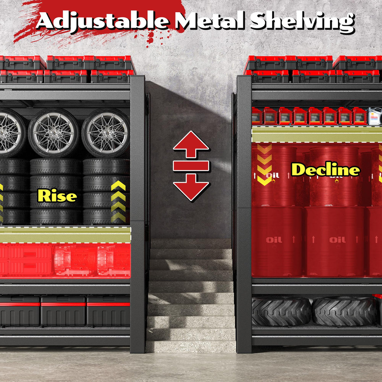 Snhomee 60.1" W Storage Shelves Extra Wide Metal Shelving 2500LBS Garage Shelving Adjustable 4 Tier Garage Shelves Industrial Metal Shelf for Basement Warehouse Shop 60.1" W x 24.1" D x 60" H Snhomee