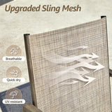 NATURAL EXPRESSIONS Patio Swivel Dining Set of 5, 4-Piece Mesh Sling High Back Chairs, 1-Piece 38" Square Woodgrain Steel Dining Table with 1.65'' Umbrella Hole for Outdoor Garden Yard NATURAL EXPRESSIONS