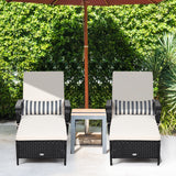 Tangkula Patio Wicker Chaise Lounge Chair, Outdoor Rattan Reclining Chaise w/ 6-Gear Adjustable Backrest, Thick Padded Cushion & Removable Lumbar Pillow, Ideal for Lawn, Beach, Balcony (Black) Tangkula