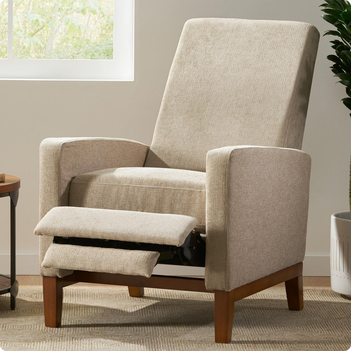 QKFF Push Back Recliner Chair, Adjustable Modern Reclining Chair with Solid Wood Legs Thick Seat Cushion and Backrest Small Recliners for Small Spaces Living Room QKFF