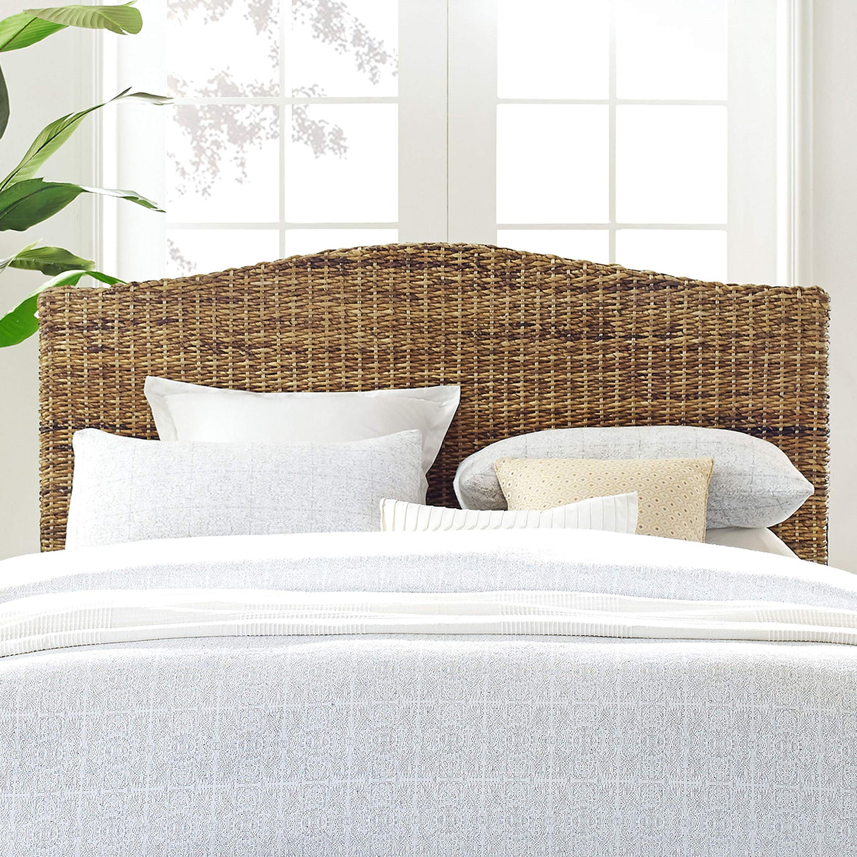 Crosley Furniture Serena Bed, Handwoven Natural Fiber Rattan Headboard and Footboard Set, Banana Leaf, Queen Crosley Furniture