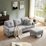 Pingliang Home Sectional Sofa Couches for Living Room, Modular 3 Seats Sectional Sofas L Shaped Couch with Storage and Reversible Chaise, Linen Fabric, 79" (Light Grey) Pingliang Home