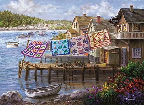 SUNSOUT INC - Dockside Quilts - 500 pc Large Pieces Jigsaw Puzzle by Artist: Nicky Boehme - Finished Size 19.25" x 26.625" - MPN# 19271 SunsOut