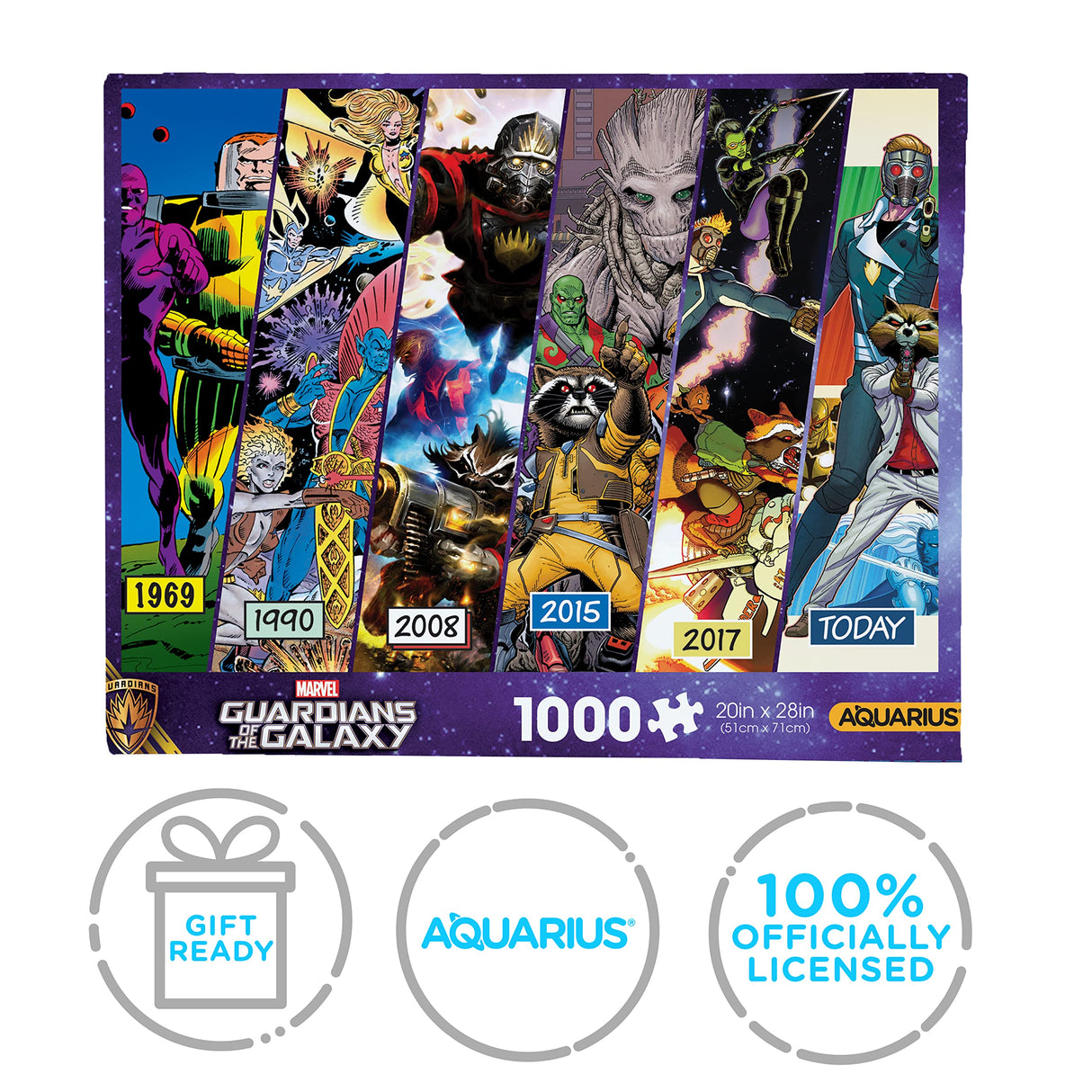 AQUARIUS Guardians of The Galaxy Timeline Puzzle (1000 Piece Jigsaw Puzzle) - Glare Free - Precision Fit - Virtually No Puzzle Dust - Officially Licensed Marvel Merchandise & Collectibles - 20x27 in AQUARIUS