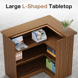 Tribesigns Reception Desk with Counter, 47-Inch Rustic Front Desk with Storage Shelves, Wooden Large Checkout Retail Counter Table for Reception, Store Shop, Office, Lobby, Retail, Beauty Salon, Brown Tribesigns