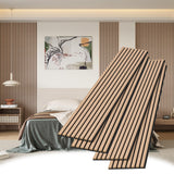 POHARE Wood Slat Wall Panels, 4 Pack 8 x 1 ft Decorative Wood Panels for Wall,Stylish Wall Panels for Interior Wall Decor, Modern Acoustic Wood Wall Panels with Felt Backing, Oak POHARE