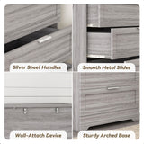 FTZxHKLX Farmhouse 4 Drawer Dresser for Bedroom, Tall Bedroom Dresser with Large Drawer & Silver Handles, Wooden Storage Organizer Cabinet Chest of Drawer for Closet, Living Room, Hallway, Wash Grey FTZxHKLX