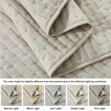 WDCOZY Beige Cross Stitch Queen Size Quilt Set, Netural Striped Lightweight Soft Bedspread, Channel Farmhouse Rustic Coverlet, All Season Country Bedding, Thin Comforter WDCOZY