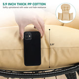 YITAHOME Egg Chair Wicker Outdoor Indoor Oversized Large Lounger with Stand Adjustable Leveling Feet with Cushion Egg Basket Chair 350lbs Capacity for Patio, Garden Backyard Balcony, Bedroom, Beige YITAHOME