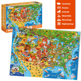 QUOKKA 300 Piece Floor Puzzles for Kids Ages 10-12 - 3X Set Floor Jigsaw Puzzles Large Pieces - Learning Space USA and World Maps - Gift Game for Adults Family Boys and Girls 8-10 Year Olds QUOKKA