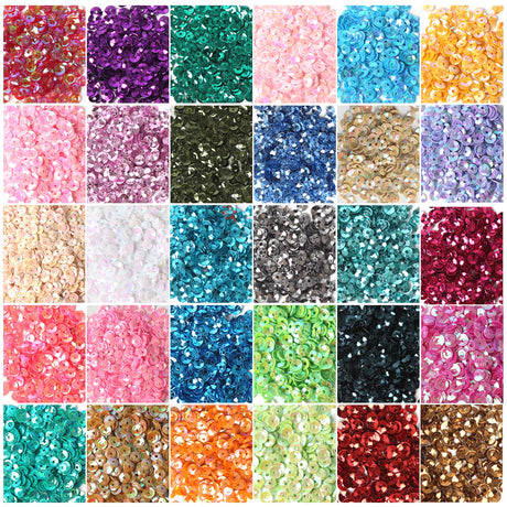 CCINEE 4MM Loose Sequins, Bulk 30 Assorted Color 25000PCS Rainbow Round Cup Sequins Embroidery Spangles with Holes for Sewing Craft Nails Decorations Art DIY CCINEE