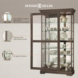 Howard Miller Tyler VI Curio - Floor Mount Showcase Auburn Finish Lockable Shelves & Levelers, Adjustable Vertical Plate Display Perfect for Living Room Office and Room Decor Howard Miller