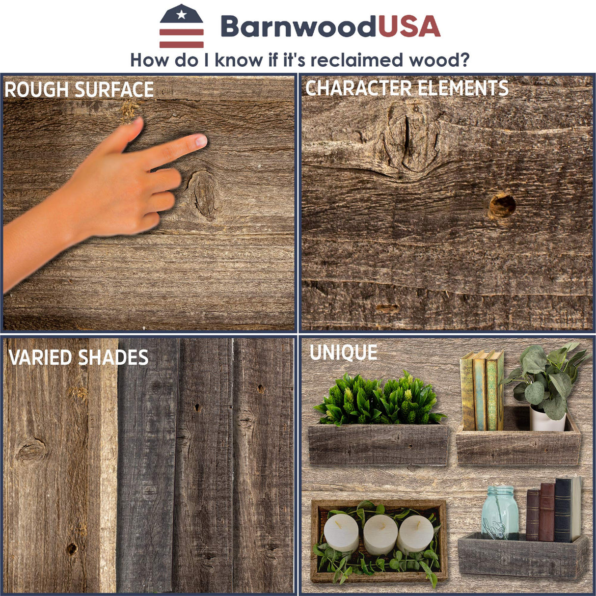 BarnwoodUSA Small Rustic Wooden Box | Best for Wood Flower Planter, Toilet Top Storage Boxes, and Table Decor Centerpieces BarnwoodUSA LLC