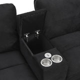 Merax 116.9" Modern U-Shaped Sofa Sectional Sofa Corduroy Upholstered Sofa Couch with Storage Ottomans, Cup Holders and USB Ports for Living Room, Black Merax