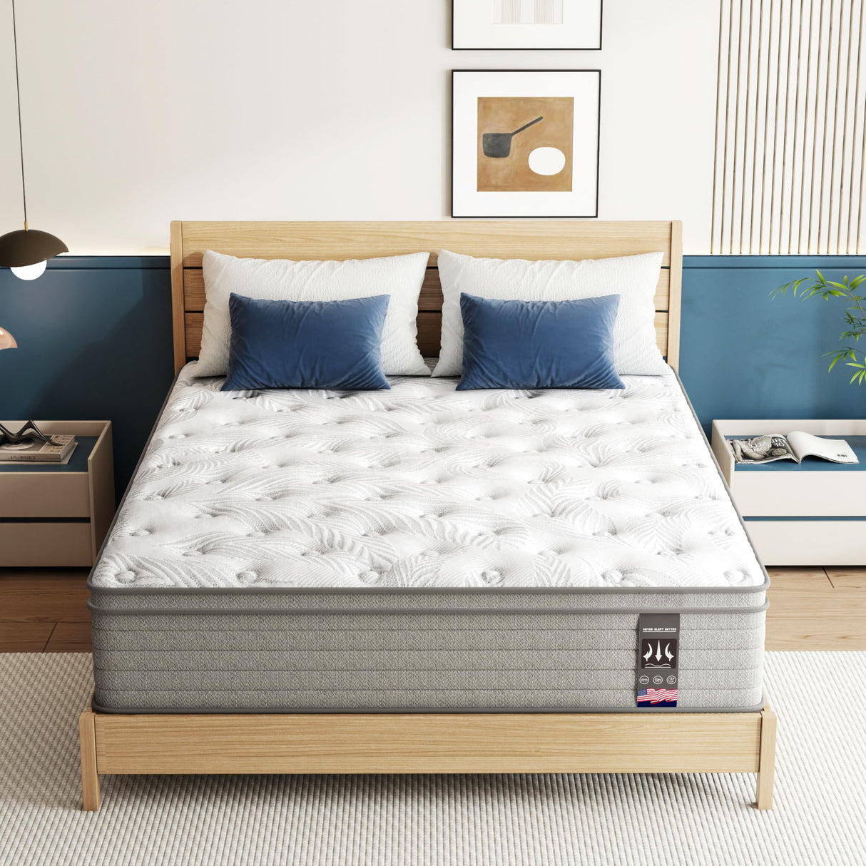 Full Size Mattress 14 inch, Medium Firm Hybrid Mattress with Cooling Gel Memory Foam, Full Mattress in a Box, Independent Spring for Motion Isolation, Pressure Relief & Upgraded Support, CertiPUR-US Pamag pieeoo