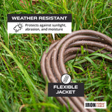 Iron Forge Cable 100 Ft Brown Extension Cord with 3 Outlets,16/3 SJTW Heavy Duty Outdoor Extension Cord, Multiple Outlets, 3 Prongs, Weatherproof Cable for Appliances, Garden, Lawn, Lights Decoration IRON FORGE CABLE