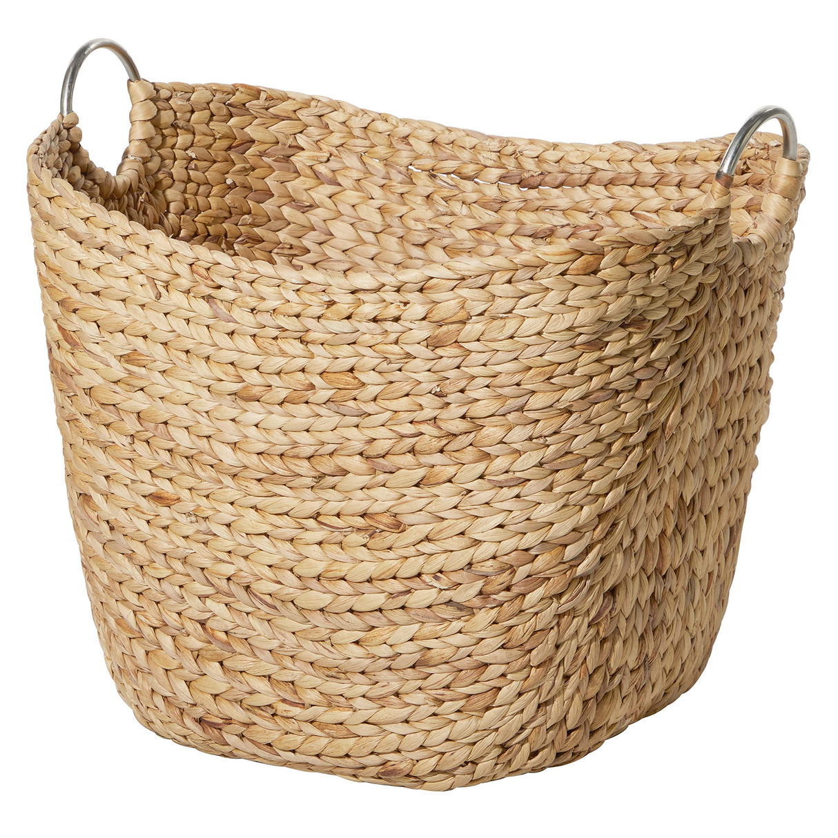 Deco 79 Seagrass Handmade Decorative and Functional Storage Basket Large Woven Basket Organizer with Ring Metal Handles, Basket for Storage 21" x 17" x 19", Brown Deco 79