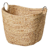 Deco 79 Seagrass Handmade Decorative and Functional Storage Basket Large Woven Basket Organizer with Ring Metal Handles, Basket for Storage 21" x 17" x 19", Brown Deco 79