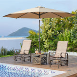 Yaheetech Outdoor Glider Chair, Lounge Rocking Chair with Sling Fabric and Steel Construction, Patio Swing Gliding Chairs for Porch Balcony Backyard, Beige, Set of 2 Yaheetech