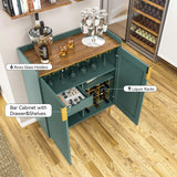ARTPOWER Coffee Bar Cabinet with Wine Racks, Green Liquor Cabinet with Fluted Texture, Modern Sideboard Buffet Cabinet for Kitchen Dining Room, Living Room ARTPOWER
