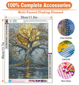 igoodom Diamond Art Kits for Adults, Tree of Life Diamond Painting Kit, Full Drill Round Tree Diamond Art Kits, DIY Gem Art and Crafts for Home Wall Decor Gift 12x16inch igoodom