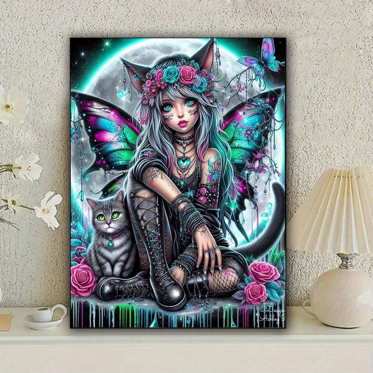 KUFWKEY Gothic Butterfly Fairy Diamond Art Kits for Adults,Skull Art and Crafts,5D DIY Handicrafts,Diamond Painting kit, Halloween Diamond Mosaic Kits,Diamond Dots for Beginner,12X16 inch KUFWKEY