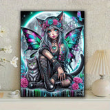 KUFWKEY Gothic Butterfly Fairy Diamond Art Kits for Adults,Skull Art and Crafts,5D DIY Handicrafts,Diamond Painting kit, Halloween Diamond Mosaic Kits,Diamond Dots for Beginner,12X16 inch KUFWKEY