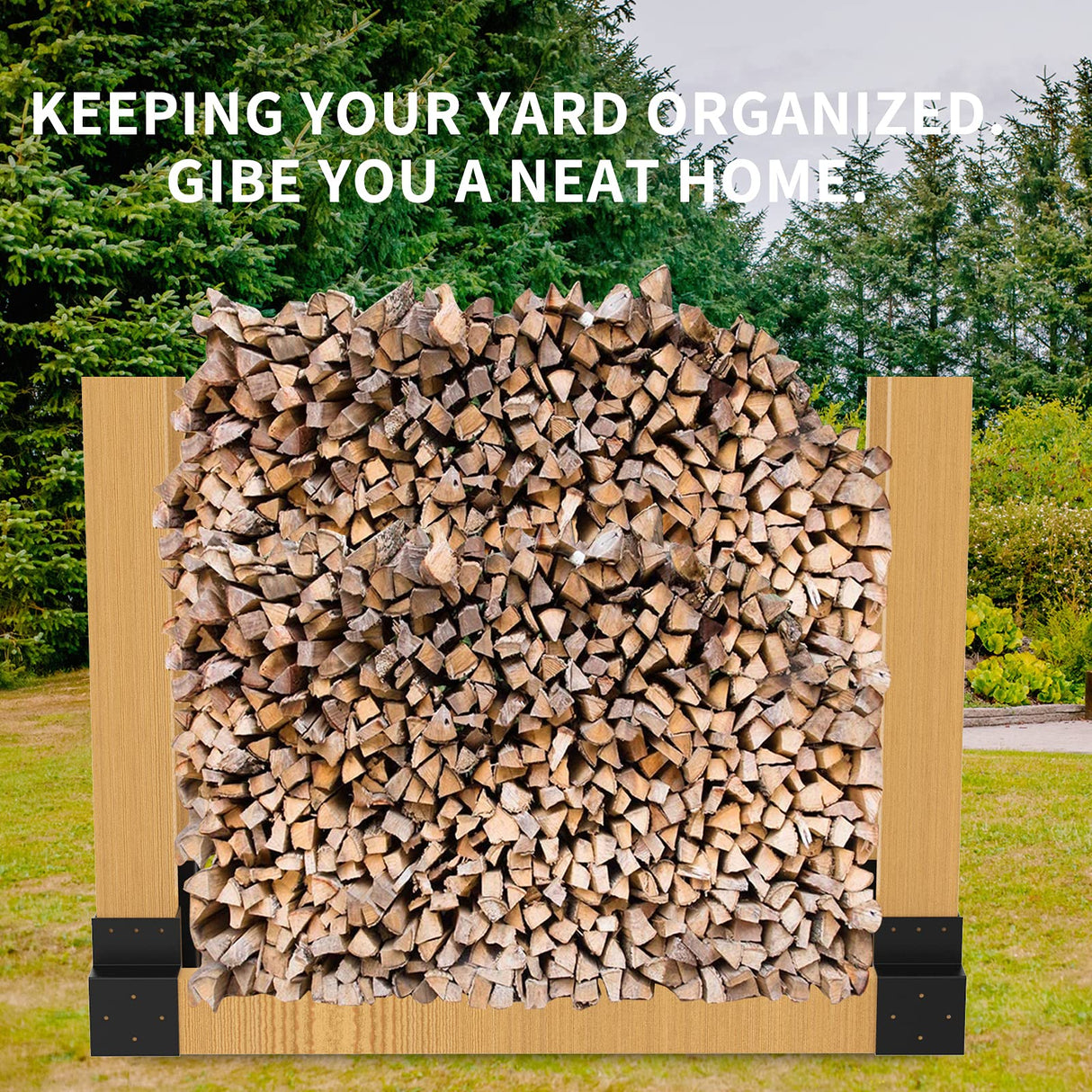 Foozet Firewood Rack Outdoor with Wood Screws Log Rack Heavy Duty Steel Adjustable to Any Length Station Firewood Bracket Kit Black Medium Foozet