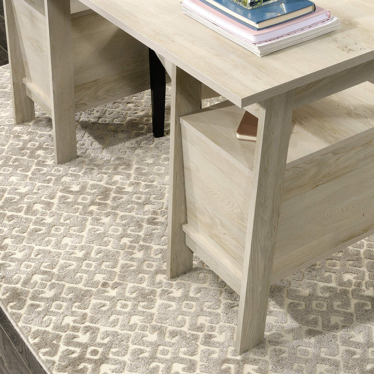 Sauder Trestle Executive Trestle Desk, Chalked Chestnut finish Sauder