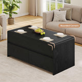 Homiflex Coffee Table Lift Top, 40 Inch Multi-Function Coffee Table with 2 Drawers, Hidden Compartment, Curved Profile Design, Converts to Home Office Table, Dining Table for Living Room, Black Homiflex