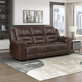 Lexicon Double Recliner Sofa for Living Room, Wall Hugger Manual Reclining Couch Sofa, Textured Microfiber Upholstered Dual Reclining Sofa, Home Theater Seating, Required Assembly, Dark Brown Lexicon