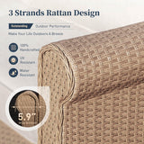 Patio Furniture Set 6 Piece, Wicker Rattan Sectional Sofa Couch with 5.5" Thick Waterproof Cushion and Coffee Table, L Shape All Weather Outdoor Conversation Set for Lawn Backyard Deck, Beige SUNSHINE VALLEY