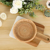 Hipiwe Small Key Basket Bowl for Entryway 7.6" Round Woven Wicker Basket Snacks Fruit Candy Serving Basket Tray Rattan Organizer Basket for Keys Wallet Cell Phone Hipiwe
