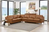 Hydeline Bella Top Grain Leather Sectional (L-Shape, Cognac), Feather Down, Memory Foam and Springs Seating Hydeline