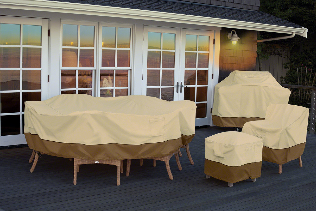 Classic Accessories Veranda Water-Resistant 108 Inch Rectangular/Oval Patio Table & Chair Set Cover, Outdoor Table Cover Classic Accessories