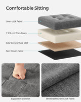 SONGMICS 11.8 Inches Small Folding Storage Ottoman Cube, Storage Footrest, Foot Rest Stool, for Living Room, Bedroom, Dorm, Dark Gray ULSF028G01 SONGMICS