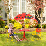 Outsunny Kids Table and Chair Set, Outdoor Folding Garden Furniture, Picnic Table for Patio Backyard, with Removable & Height Adjustable Sun Umbrella, Aged 3-6 Years Old, Red Outsunny