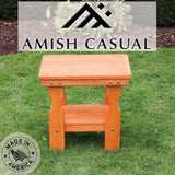 Amish Casual Heavy Duty Outdoor Wood End Table in Cedar Stain - Quality Crafted in The USA from Treated Pine by Amish Artisans Amish Casual