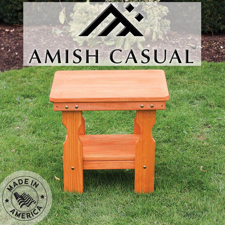 Amish Casual Heavy Duty Outdoor Wood End Table in Cedar Stain - Quality Crafted in The USA from Treated Pine by Amish Artisans Amish Casual
