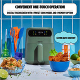 CRUX x Marshmello 3.0 QT Digital Air Fryer with TurboCrisp Technology, Touch Screen Temperature Control, Timer and Auto Shut-off, Fully Programmable, Silicone Cupcake Molds Included, Olive Crux