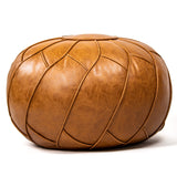 Moderner Faux Leather Pouf Unstuffed Ottoman Moroccan Footstool, Floor Footrest Cushion, Storage Solution - Natural Brown Color (Brown, 23x11) Moderner