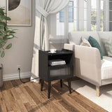 MMEOLUOOK Nightstand with Charging Station, Bedside Tables, End Table Side Table with 2 Tiers Storage Space, for Bedroom, Living Room, Black MLBZ07BE MMEOLUOOK