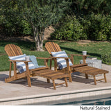 GDFStudio Outdoor Reclining Wood Adirondack Chair with Footrest (2, Natural Stained) GDFStudio